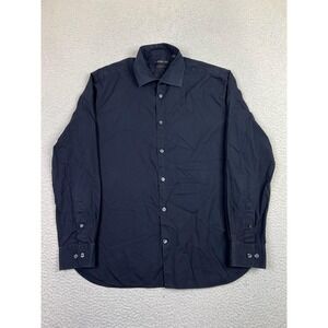 John Varvatos U.S.A. Dress Shirt Mens 15.5 32/33 Blue Solid Slim Fit Cotton LS